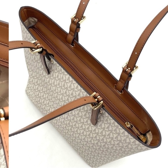 Michael Kors Medium Double Packet Tote Bag & Trifold Wallet Vanilla/Brown - Picture 8 of 13